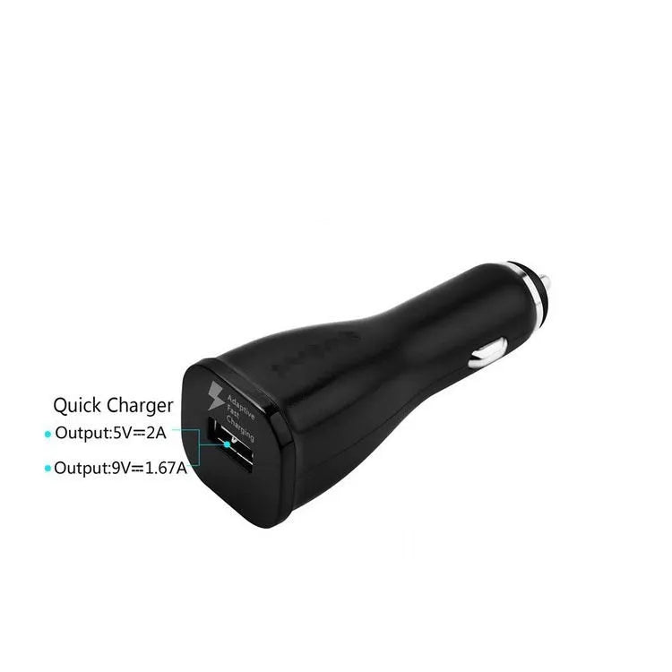 White QC30 car fast charger with single USB port and QC2.0 certification for vehicle use