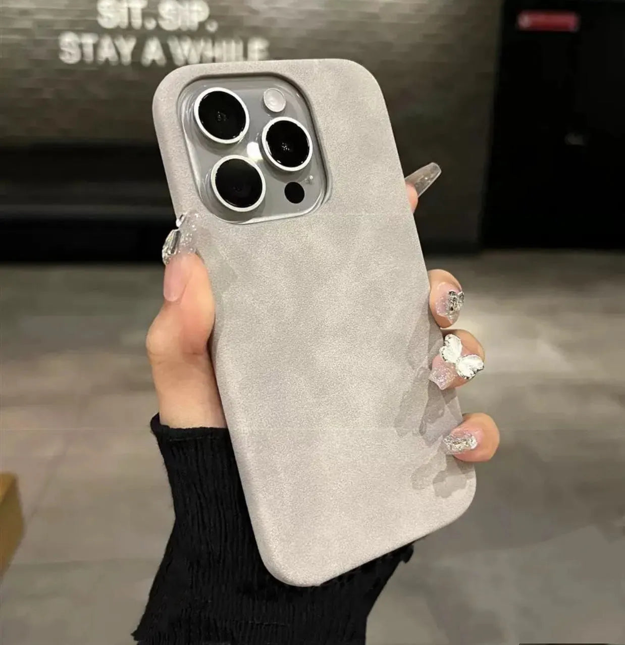 New high-grade solid colour suede phone case with frosted finish for iPhone models