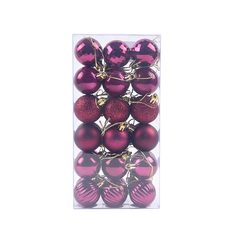 36 assorted Christmas balls in a whole box, each 4cm diameter, multicolour