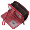 Expanding card holder women's long wallet passport bag in PU synthetic leather with anti-theft swiping