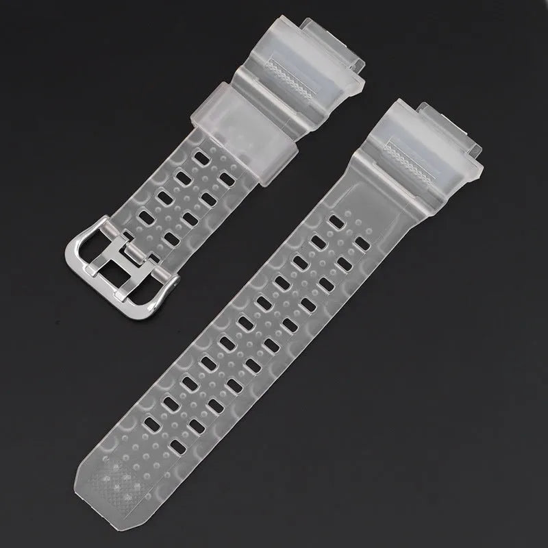 Camouflage pattern TPU watch strap with silver buckle measuring 12+7cm length