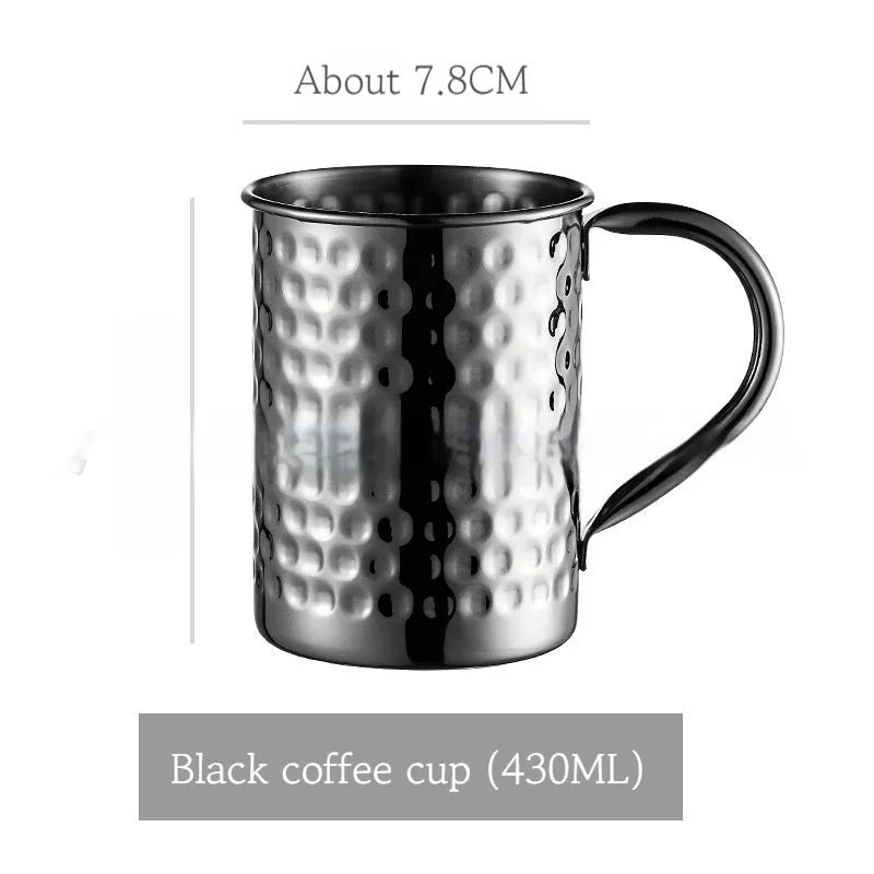Stainless steel Moscow Mule cup with copper interior in silver, gold, rose gold or black colours
