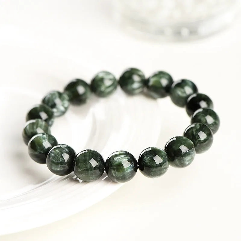 Green Dragon Crystal bracelet with 8-9mm beads and Ruyi elements