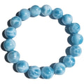 Blue handmade bodhi bracelet with natural crystal sea-pattern stone and pearl beads in Maillard style.