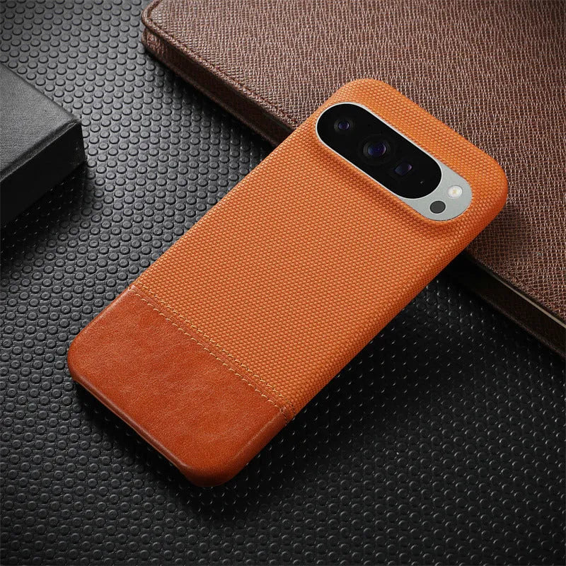 Black lambskin anti-fall phone case with plaid pattern for Google Pixel 8 Pro