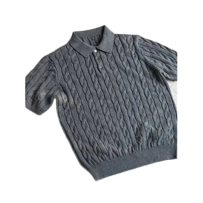 Summer twisted long staple combed cotton knitted T-shirt short sleeve in black, gray, and light gray sizes M to 3XL