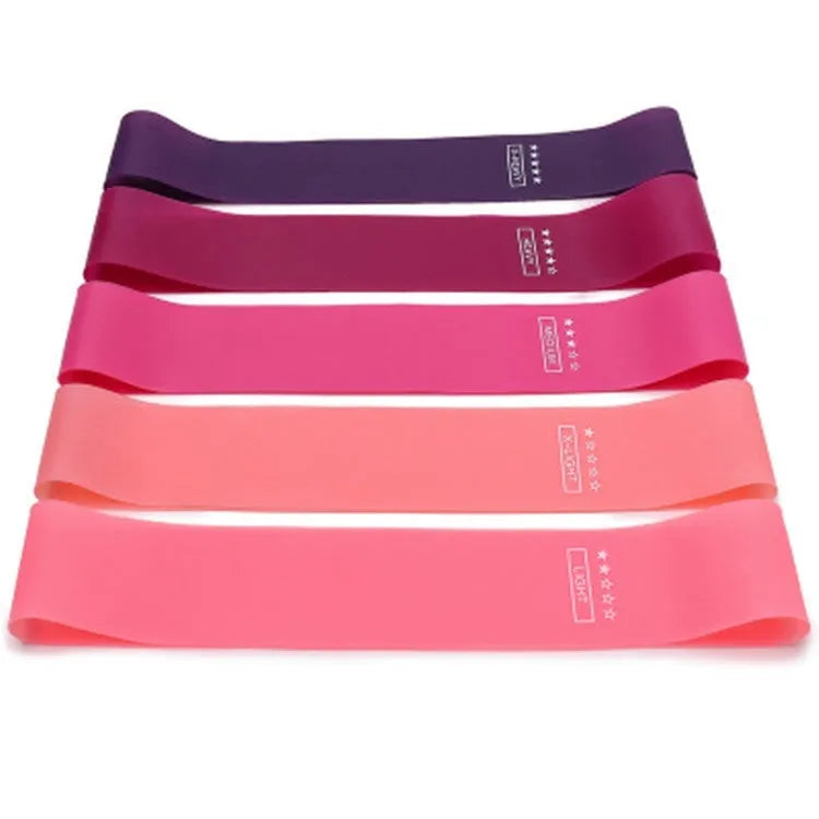 Silicone yoga tension strap in multiple colours with 600mm length and 50mm width on white background