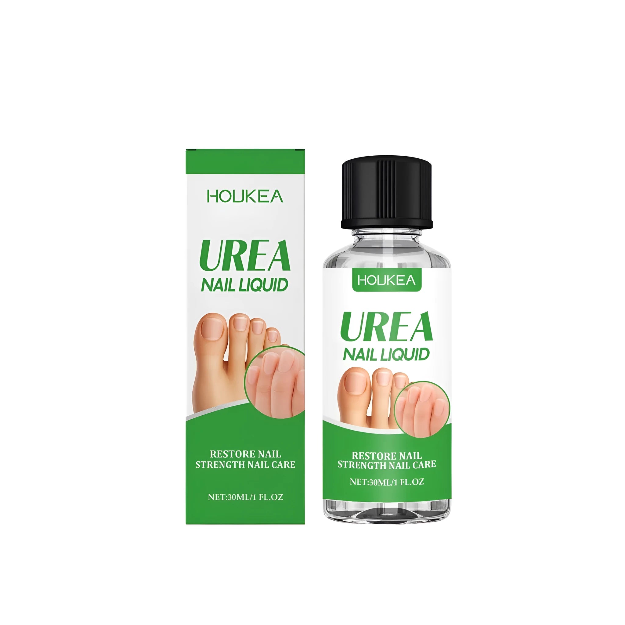 30ml nail care solution with urea and natural oils in a clear bottle