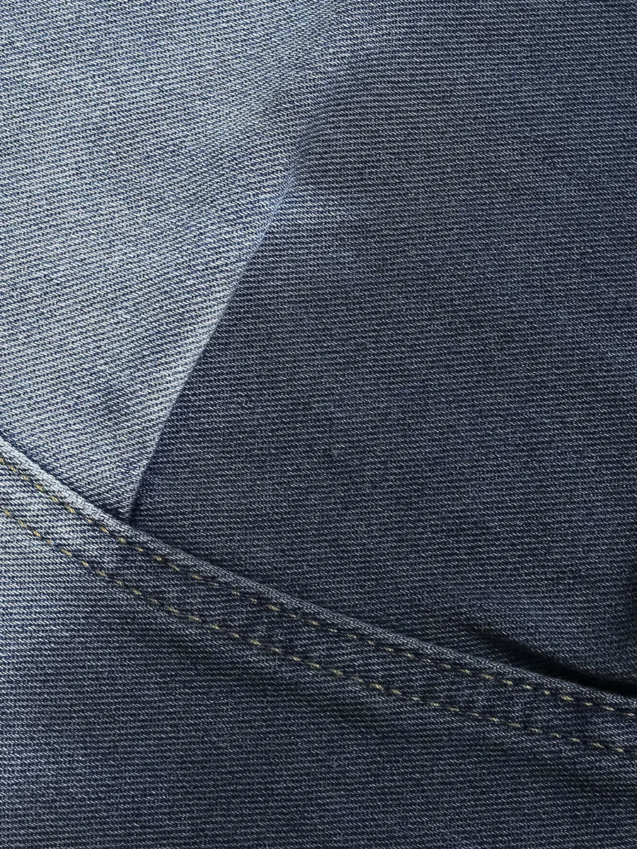 Blue tie-dye gradient cropped jeans with a loose, casual fit and washed-out finish.