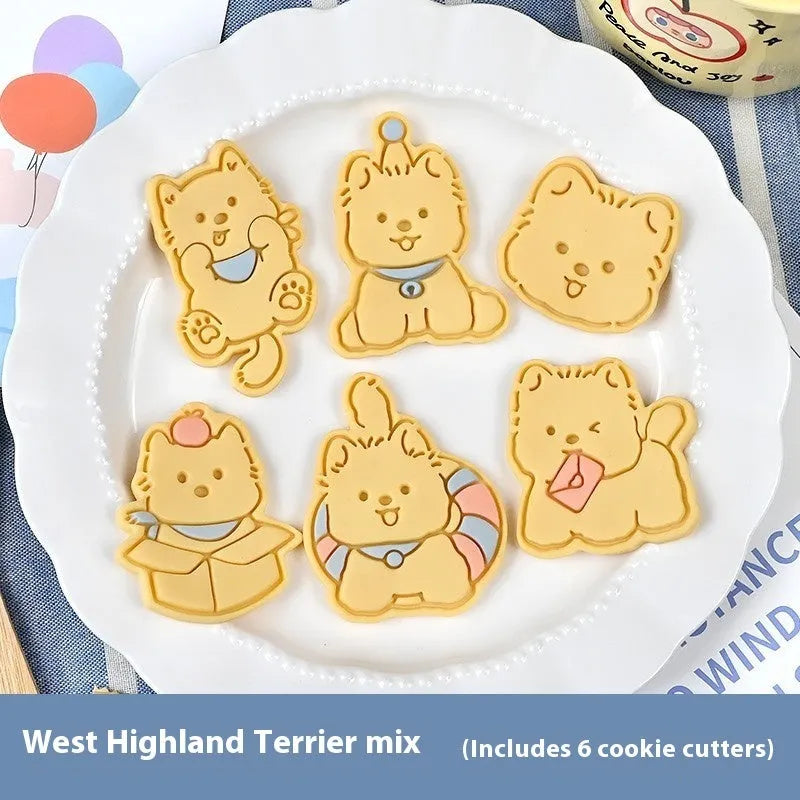 Three-dimensional plastic pet biscuit mould with cartoon puppy designs