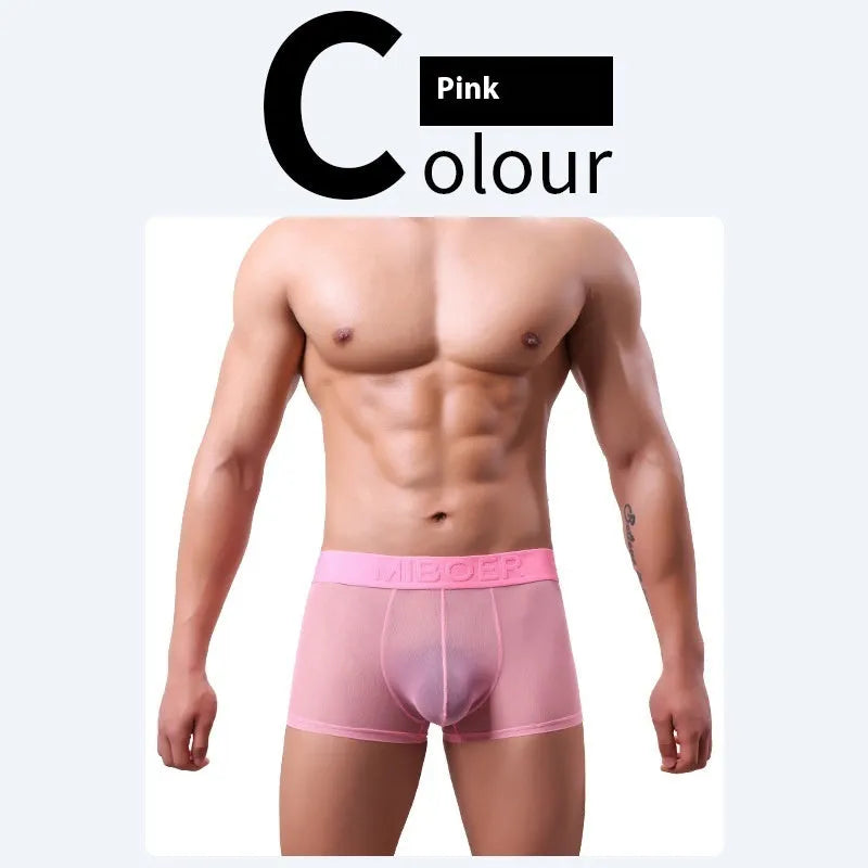 Men's thin invisible breathable boxer shorts in quick-drying polyester fabric