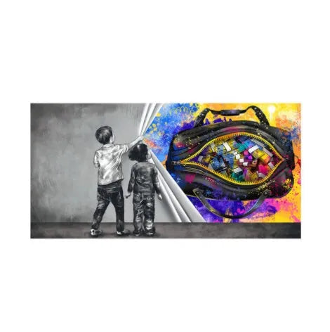 Children's abstract graffiti wall art canvas print frameless modern style