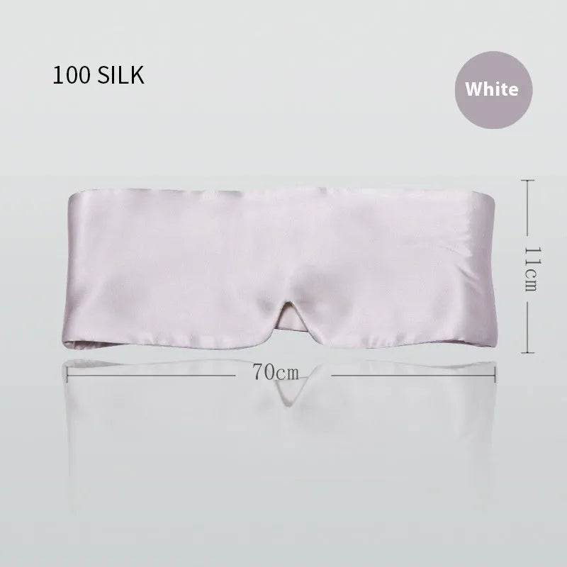 Mulberry silk sleep eye mask shown in multiple colours: black, gold, blue, grey, white, pink, and green.