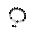 Natural black agate couple bracelet with 10mm wave shape and national style design