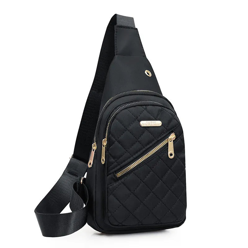 Oxford cloth crossbody sports chest bag in multiple colour options including dark blue, black, red, purple, and pink