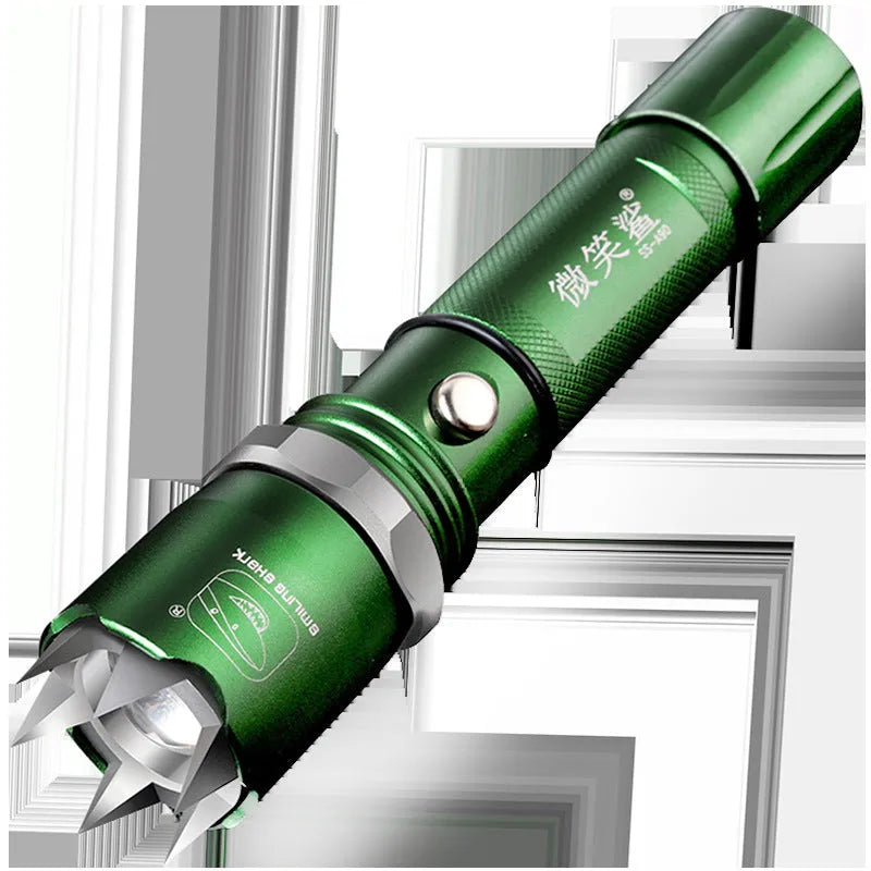 Aluminium alloy rechargeable focusing LED flashlight in black with adjustable beam