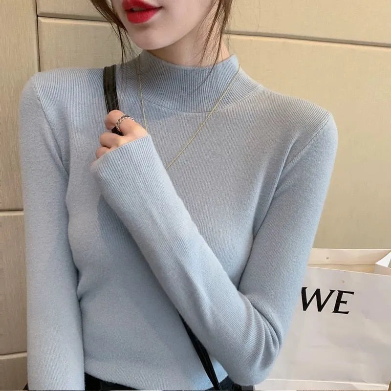Viscose pullover top slim fit long sleeve in apricot colour showing front view