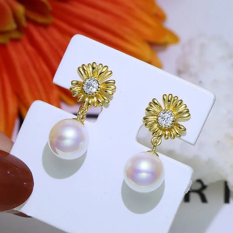 Baroque flower-shaped S925 sterling silver earring and ring holder in gold or silver finish