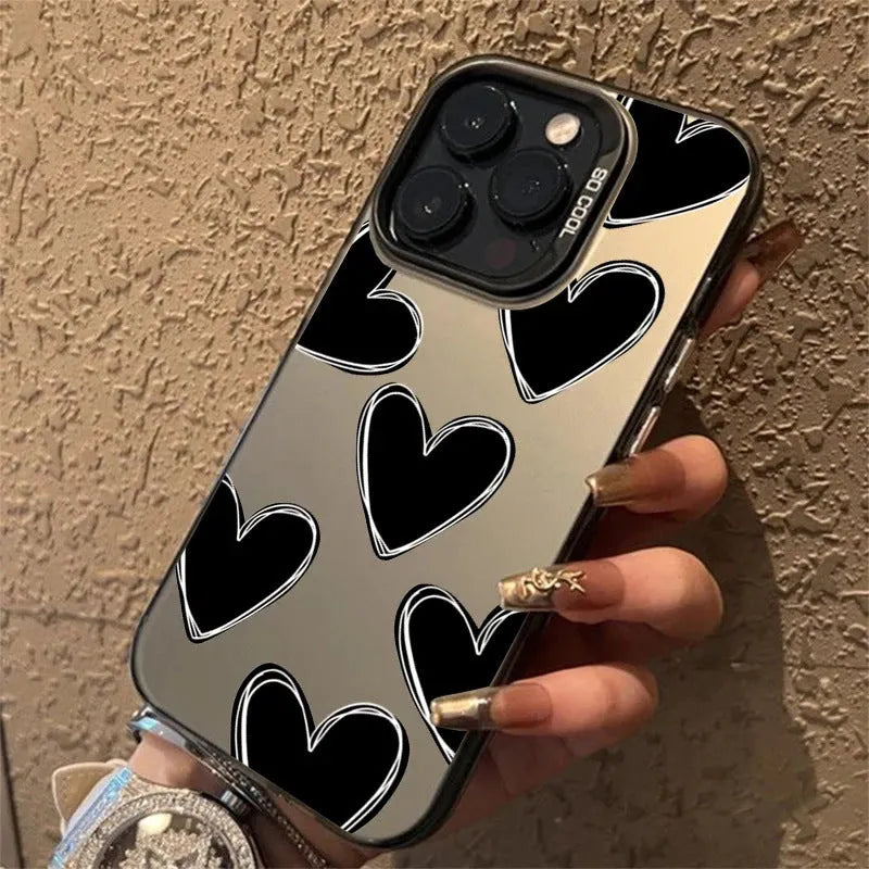 Heart mobile phone shell PC laser anti-wear anti-fall case for Apple iPhone in gray white green purple
