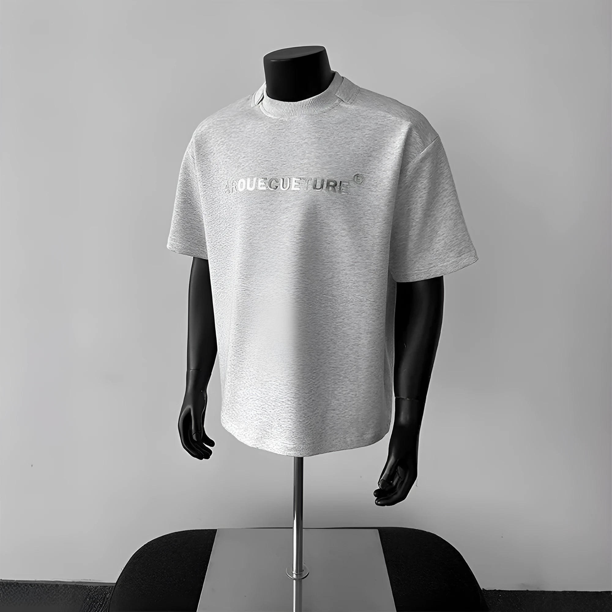 Men's loose fit pure cotton t-shirt with pattern letters in light grey