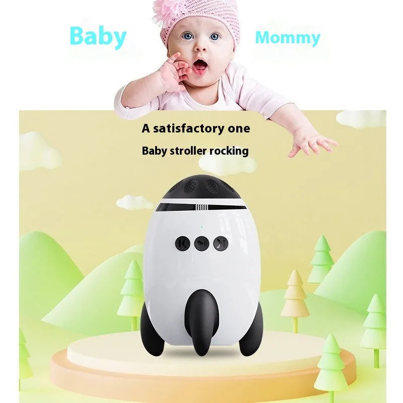 White baby stroller shaking device with Bluetooth connectivity measuring 12x9.3x8cm