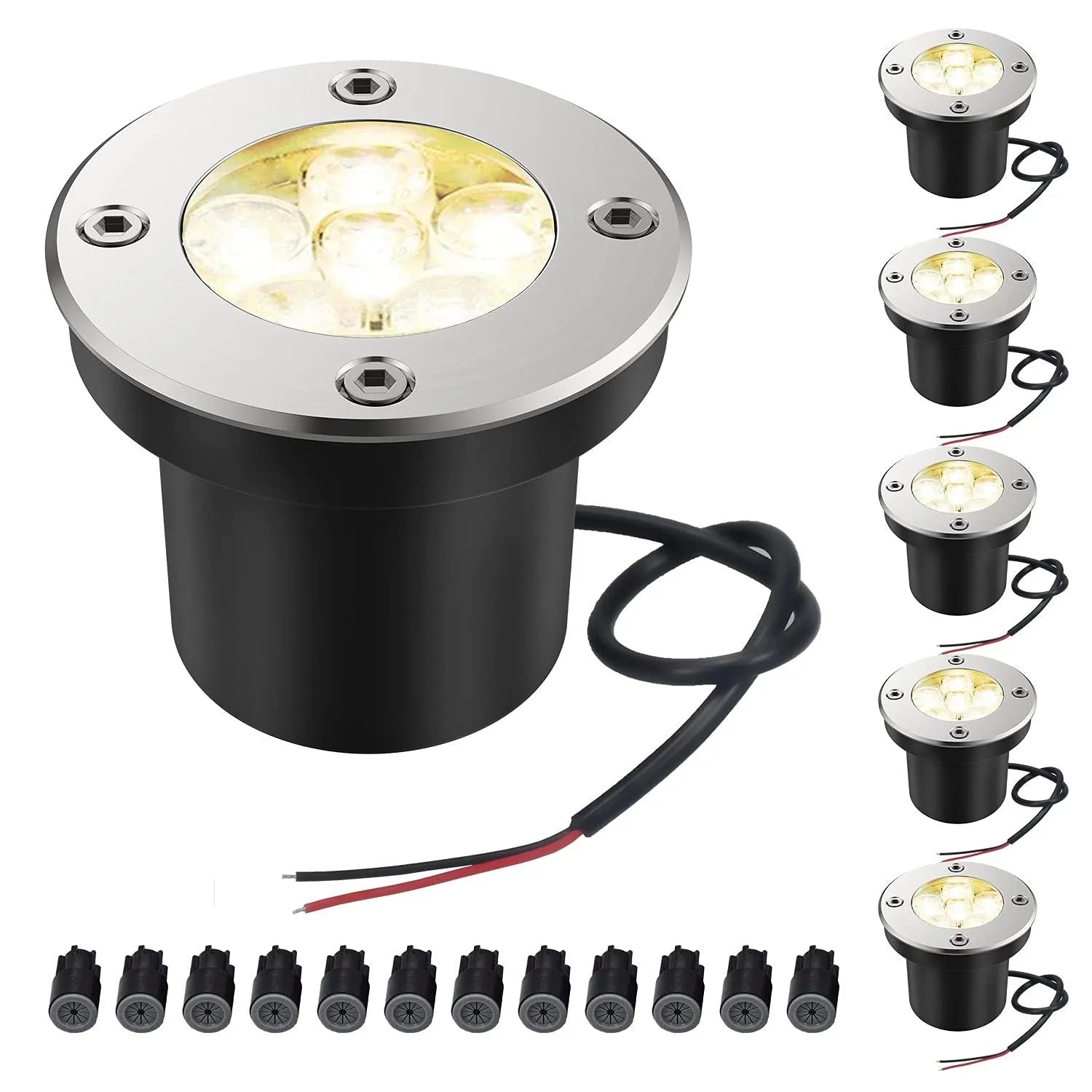 Round black stainless steel LED COB underground light for recessed outdoor garden installation