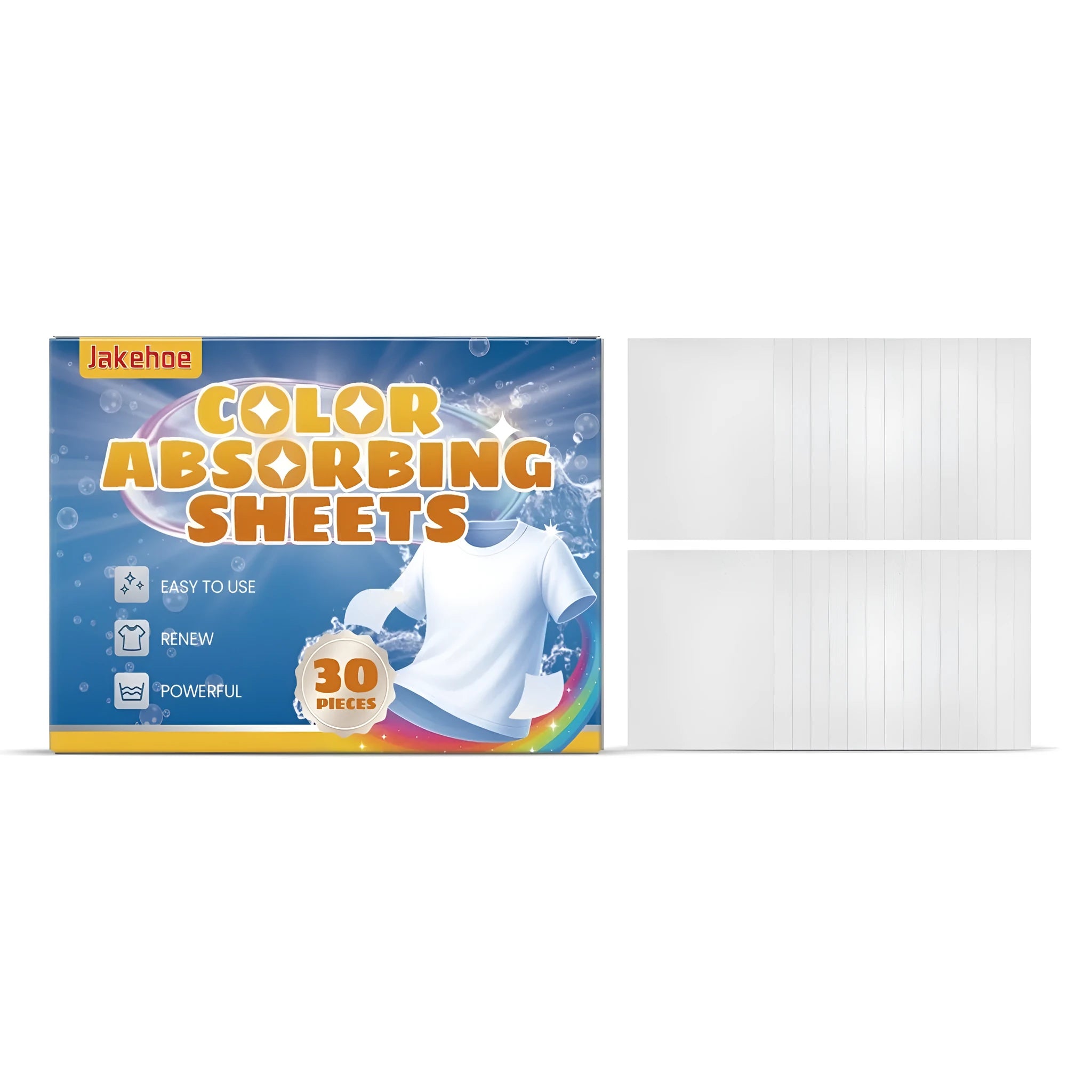 Pack of 30 colour absorbing laundry sheets with colour filter to prevent dye transfer