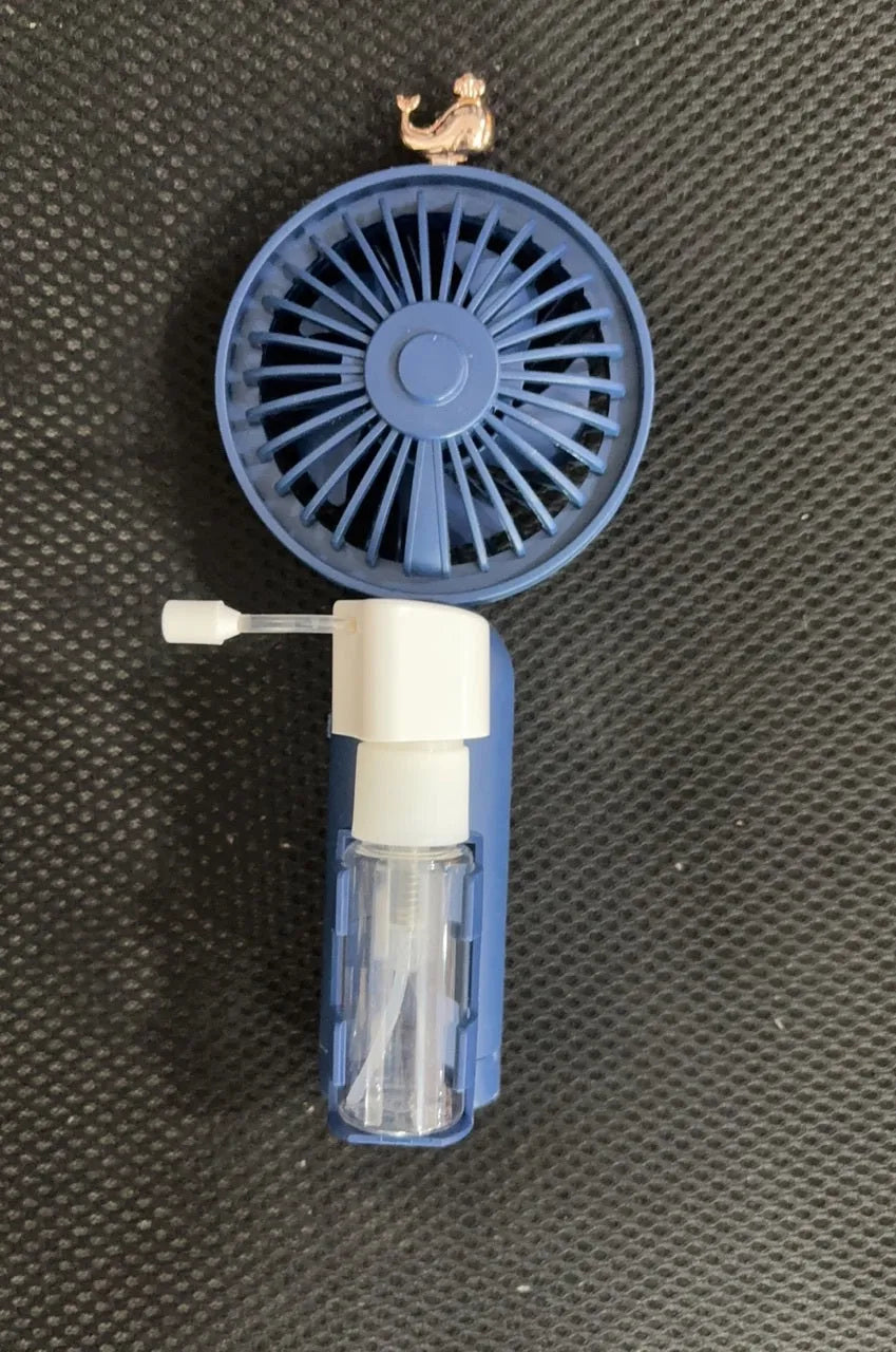 Personalised plastic USB desk fan in apricot colour with 20cm dimensions