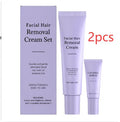 Facial hair removal cream set with 30g depilatory tube and 5ml ball essence, on a white background