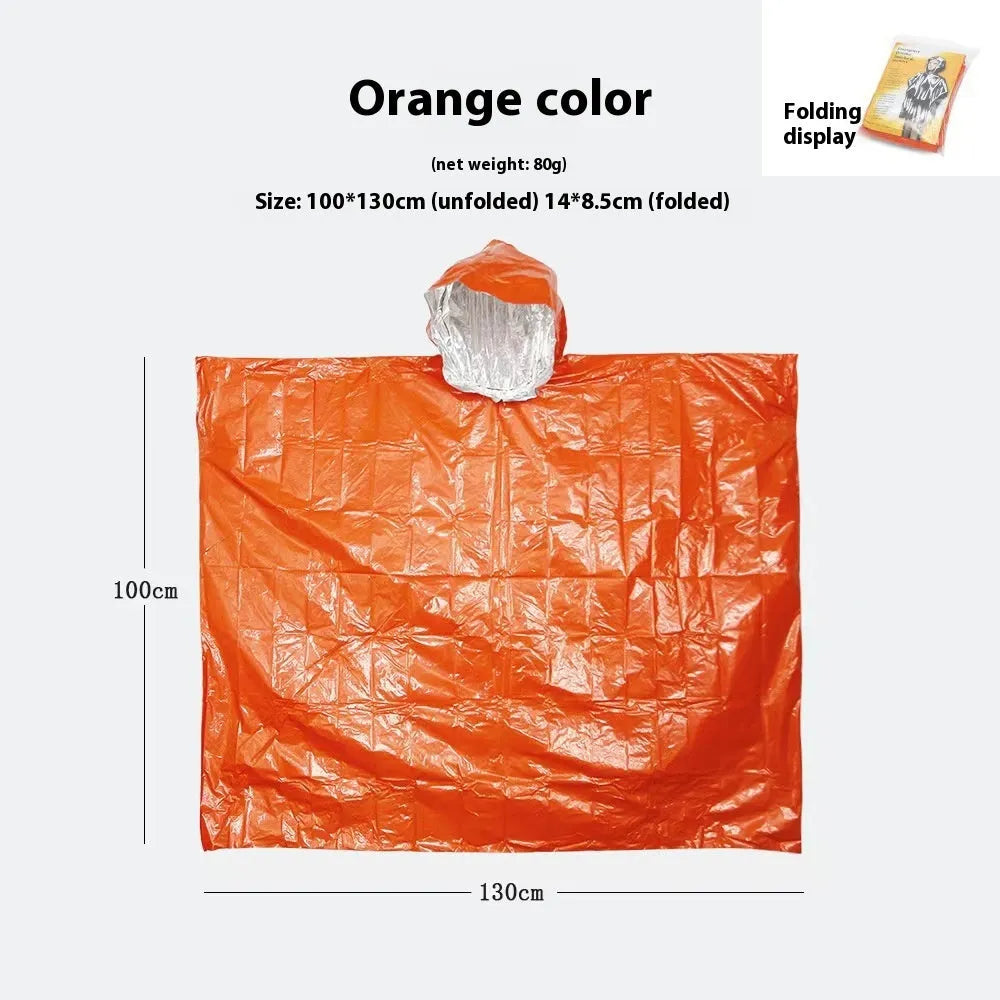 Marathon Wild orange and army green adult raincoat laid flat showing 100x130cm size