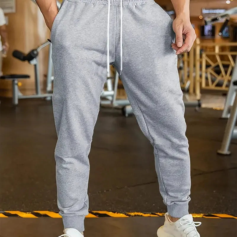 Men's linen leisure trousers with 3D pattern and drawstring waist in loose fit