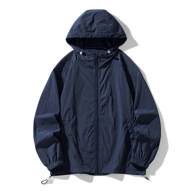 Loose-fit outdoor sports coat jacket in chemical fibre blend fabric available in multiple colours