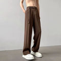 Black loose fit wide leg casual trousers with straight hem on a mannequin.