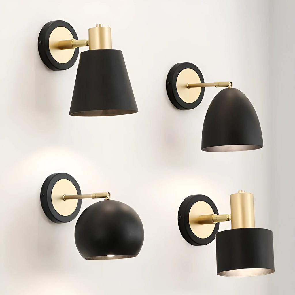 Nordic style iron wall lamp with tricolor LED light for bedside or living room.
