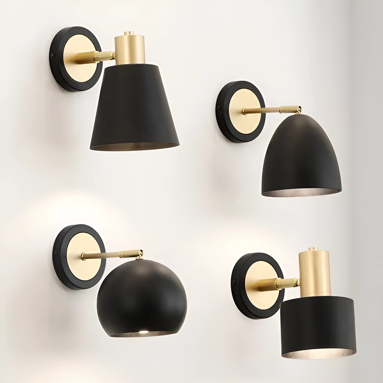 Nordic style iron wall lamp with tricolor LED light for bedside or living room.