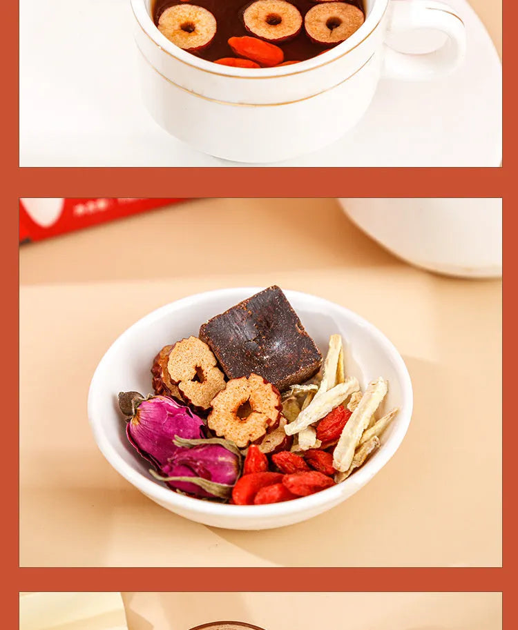 Box of Yuantang brown sugar ginger and red date tea bags, net weight 150g.