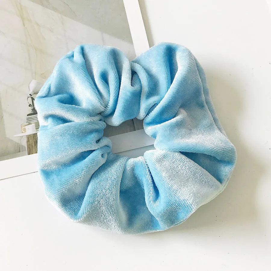 Flannel cloth hair tie for women – soft ponytail hair rope in multiple colour options including army green, black, camel, and wine red