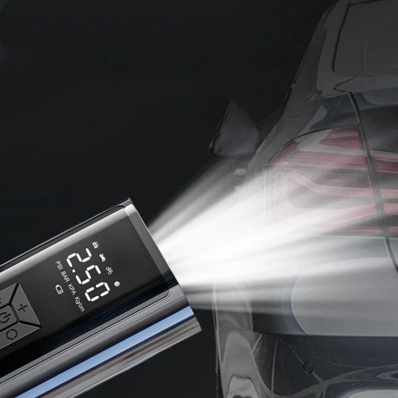 Portable wireless digital display car tyre pump with LED screen and USB port