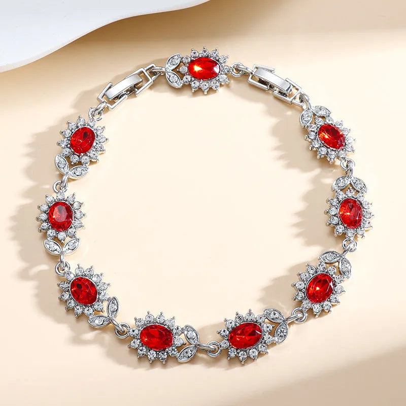 Women's simple zircon inlaid bracelet in environmentally friendly alloy with electroplating finish