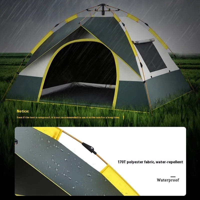 Dark green silver glue automatic camping tent for 3-4 people with quick open system