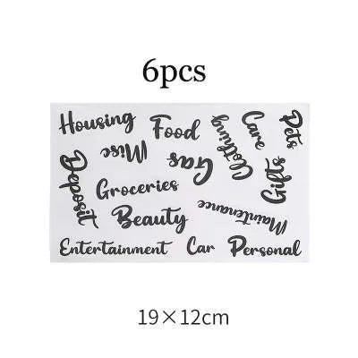 Handwritten label indicating adhesive stickers in white with multiple grid formats and colour options