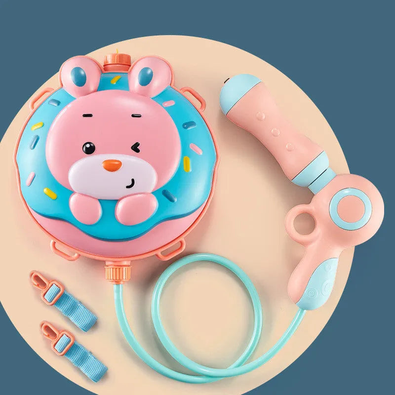 Cartoon animal backpack water gun in Duck Pink and Elephant Blue colours for outdoor play