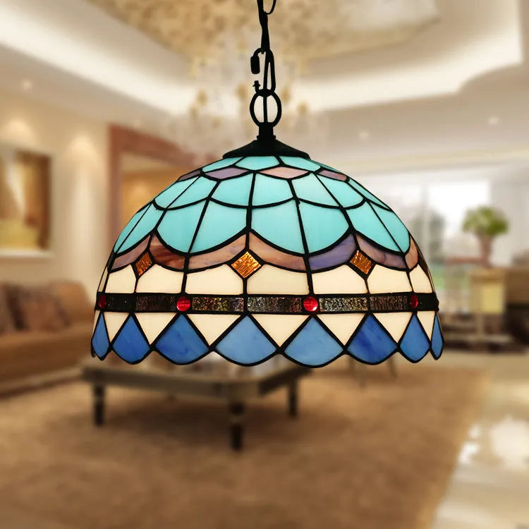 European Retro Baroque style chandelier made from coloured glaze glass with abstract modelling