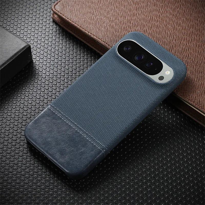 Black lambskin anti-fall phone case with plaid pattern for Google Pixel 8 Pro