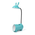 Cartoon-style desktop table lamp with pen container in green, dark blue, or pink colours