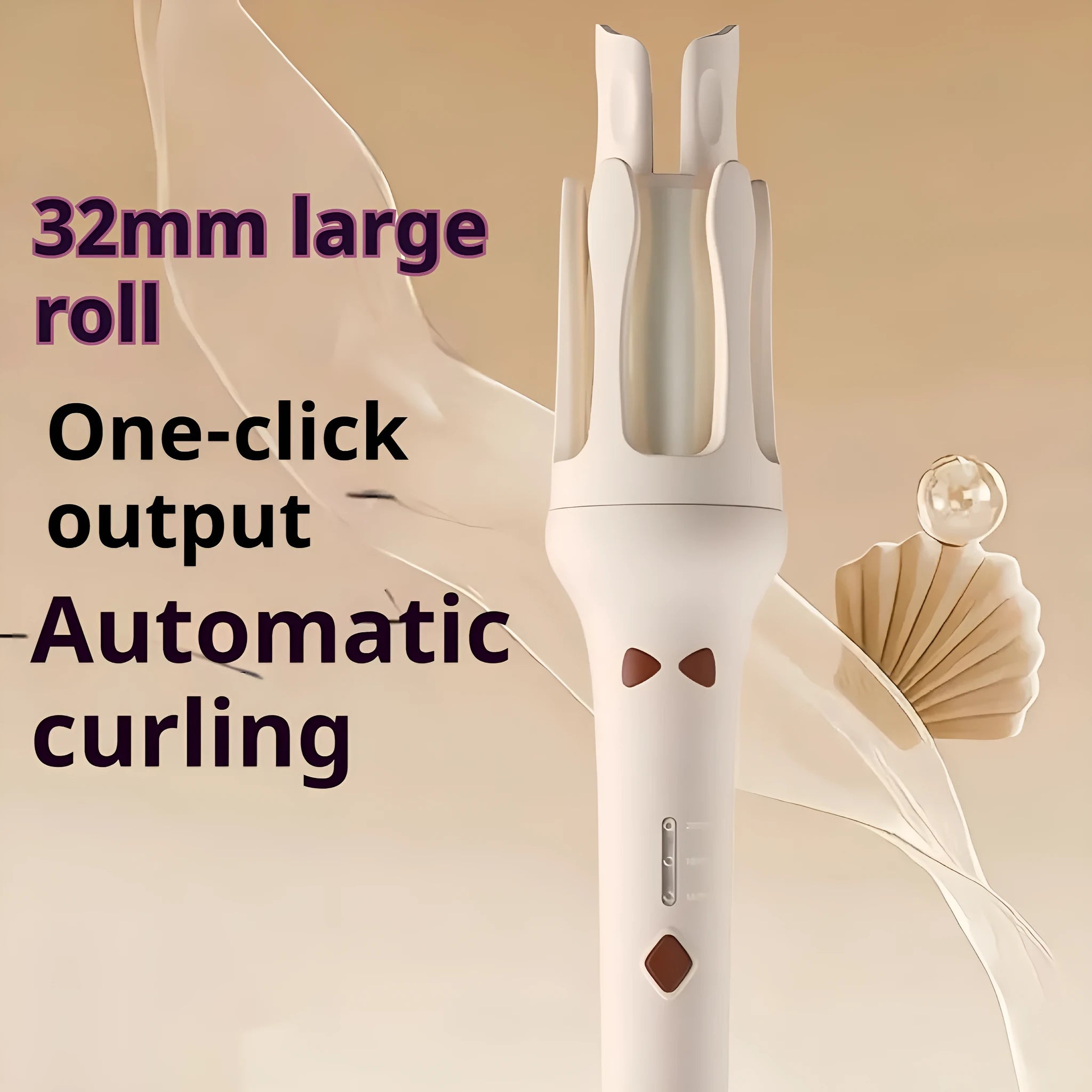 Automatic hair curler with 32mm ceramic barrel in white and pink colour option