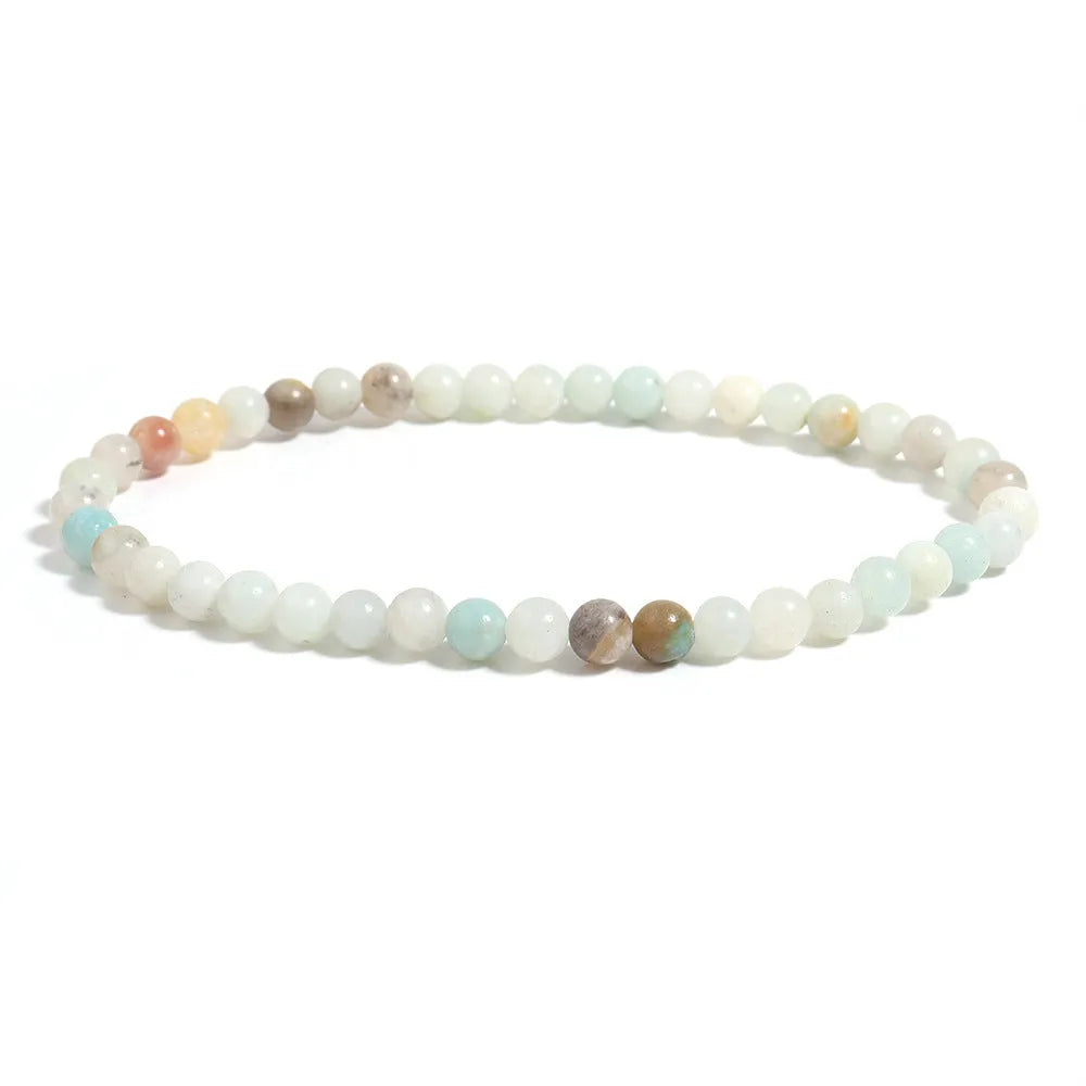 Handmade bohemian bracelet with colourful natural Amazon stone beads, shiny finish, unisex design