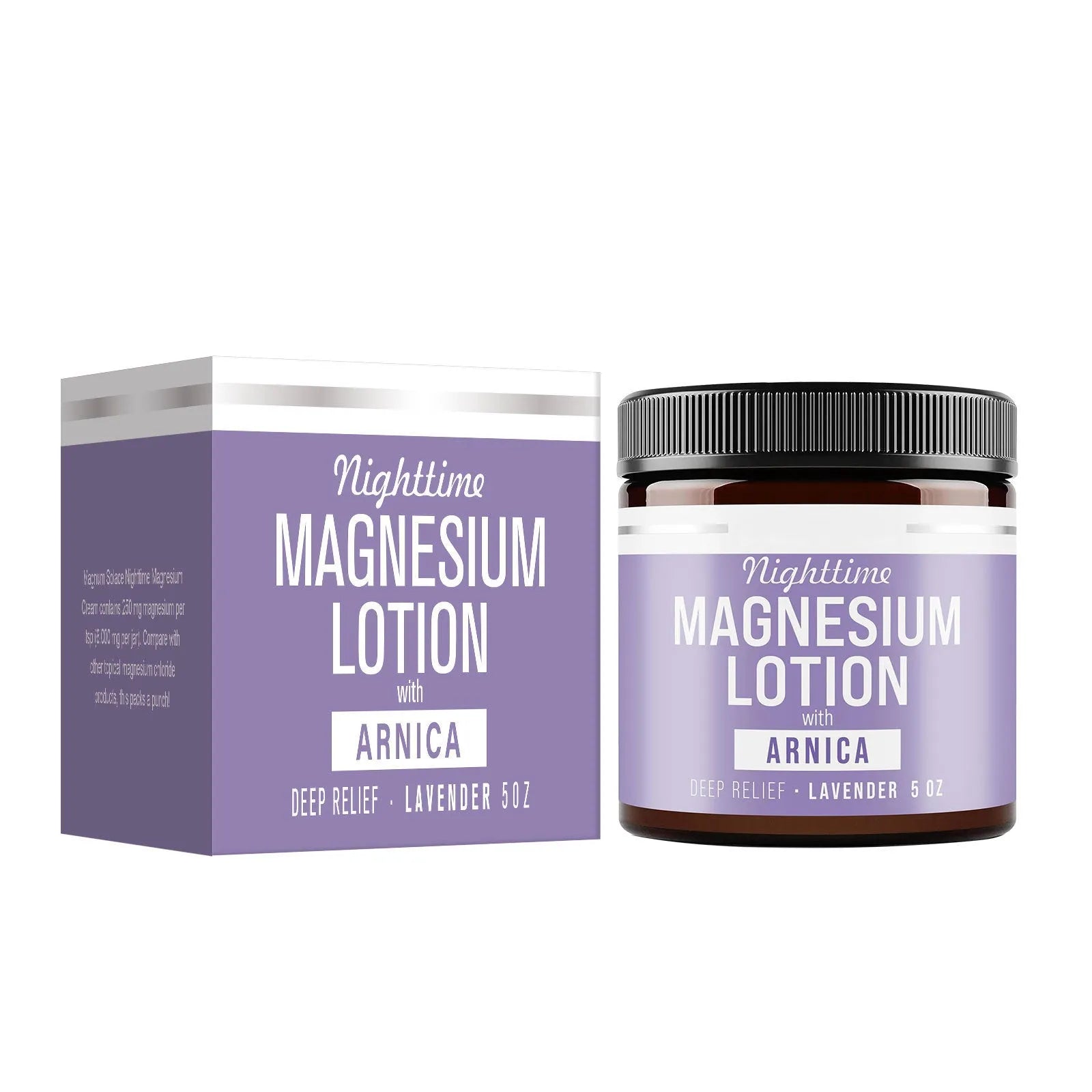 Jar of magnesium body butter cream, 150ml, for skin moisturisation and soothing relief.