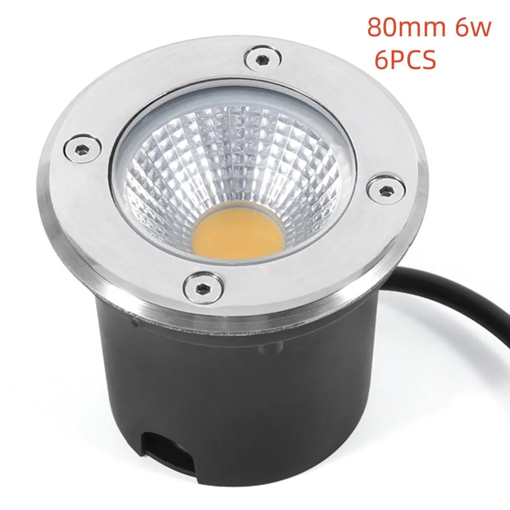 Round black stainless steel LED COB underground light for recessed outdoor garden installation