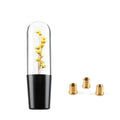 Transparent crystal car gear shift knob in assorted colours with three metal adapters.